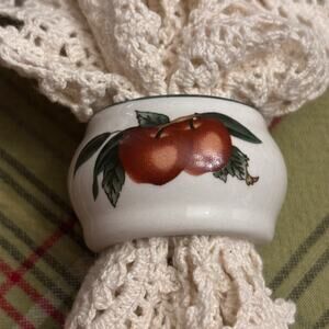Vintage Porcelain Napkin Rings Set Cades Creek Collection Apple Discontinued